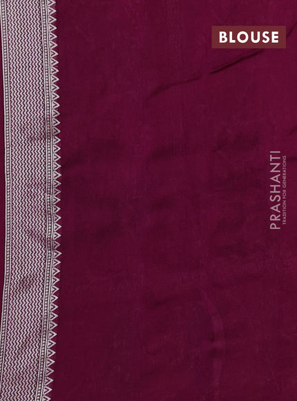 Banarasi raw silk saree purple with silver zari woven buttas and silver zari woven paithani style border