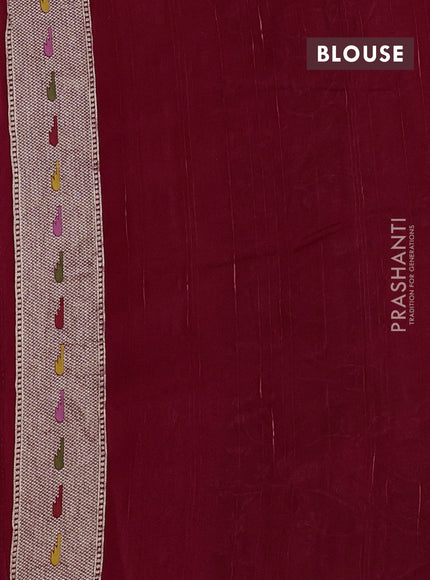 Banarasi raw silk saree maroon with woven buttas and zari woven paithani style border