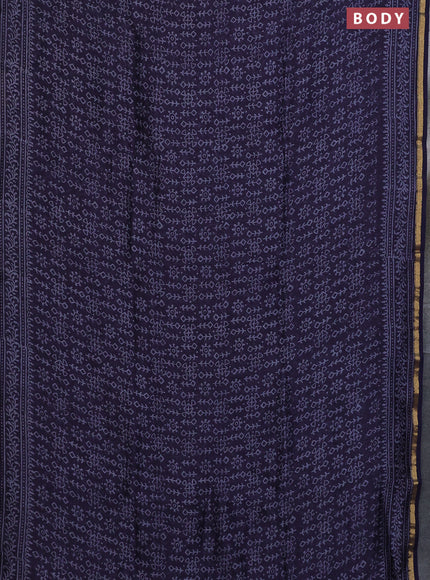 Chanderi bagru saree deep jamun shade with allover geometric prints and small zari woven border