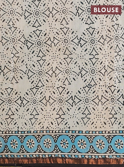 Chanderi bagru saree lime yellow and blue black with allover butta prints and small zari woven border