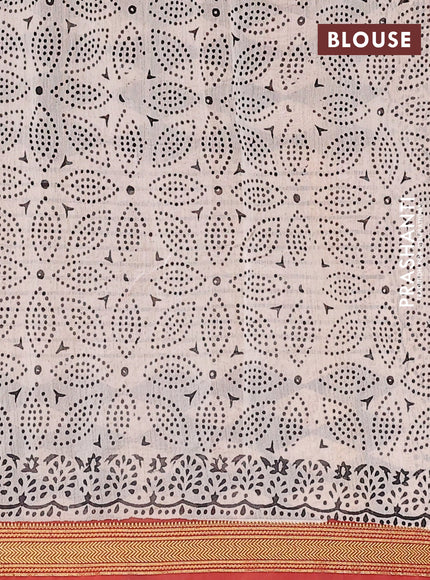 Chanderi bagru saree rust shade and beige with stripe pattern and maheshwari border