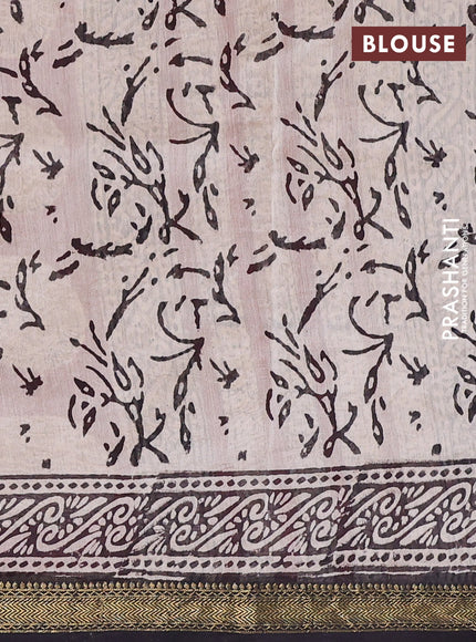 Chanderi bagru saree rust shade and black with allover butta prints and maheshwari border