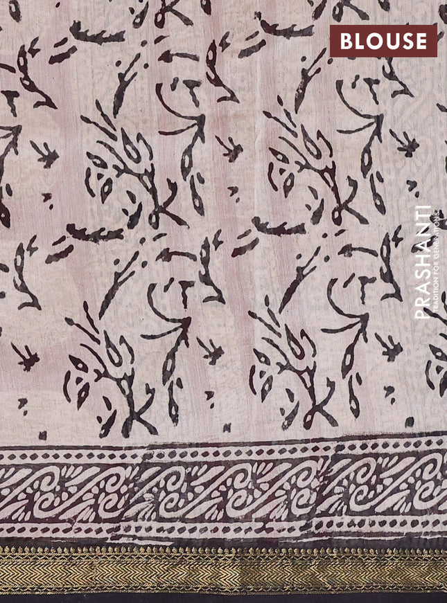 Chanderi bagru saree rust shade and black with allover butta prints and maheshwari border