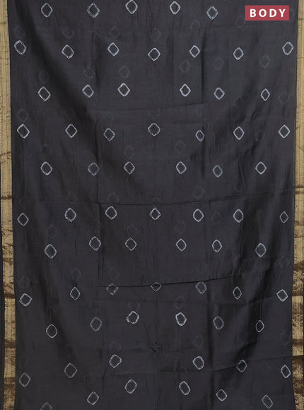 Chanderi bagru saree black with batik prints and maheshwari border