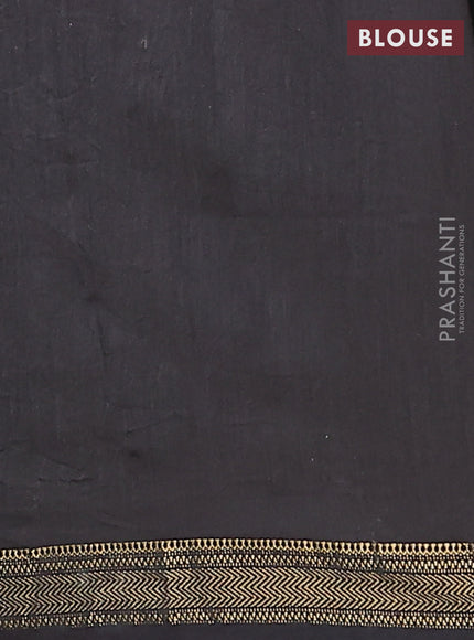 Chanderi bagru saree black with batik prints and maheshwari border