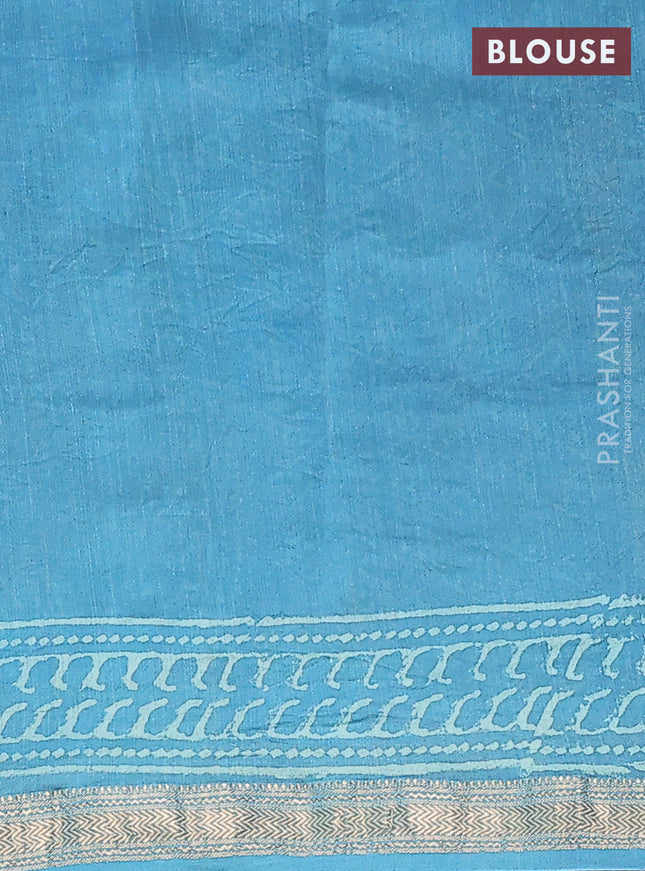 Chanderi bagru saree blue with butta prints and maheshwari border