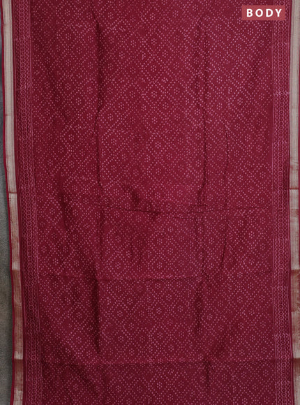 Chanderi bagru saree maroon with allover prints and maheshwari border