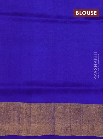 Pure uppada silk saree cs blue and blue with allover zari woven thilak butta and zari woven border