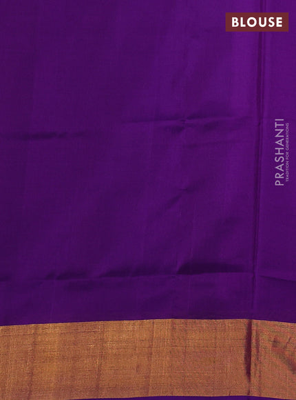 Pure uppada silk saree violet with silver & gold zari woven buttas and zari woven border