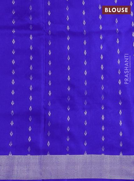 Pure uppada silk saree cs blue and blue with silver zari woven buttas and silver zari woven border