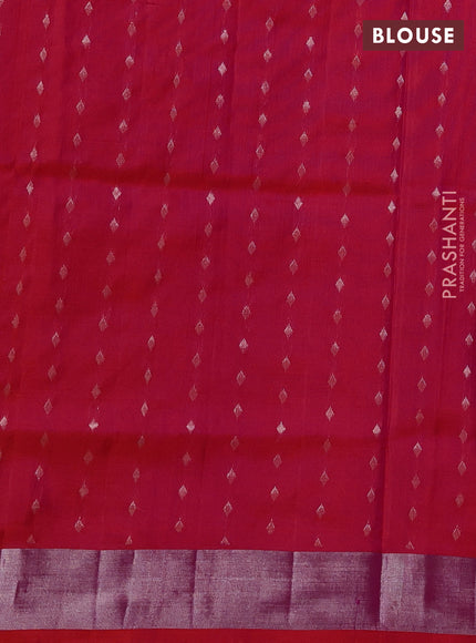 Pure uppada silk saree pink and dual shade of pinkish orange with silver zari woven buttas and silver zari woven border