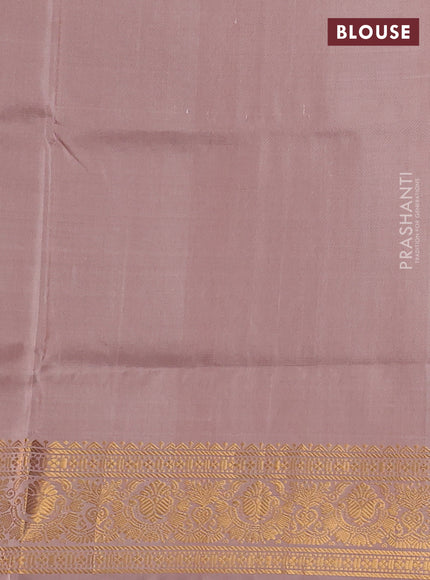 Pure uppada silk saree light blue and beige with allover silver & gold zari weaves and zari woven border
