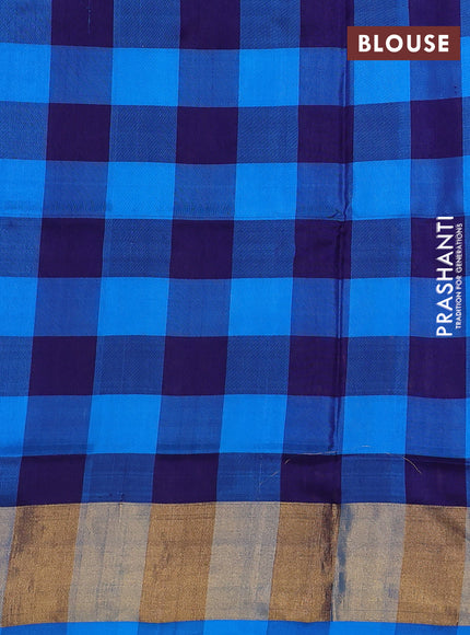 Pure uppada partly silk saree yellow and teal blue with plain body and zari woven border