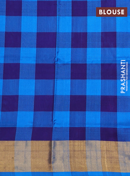 Pure uppada partly silk saree pink and blue with plain body and zari woven border