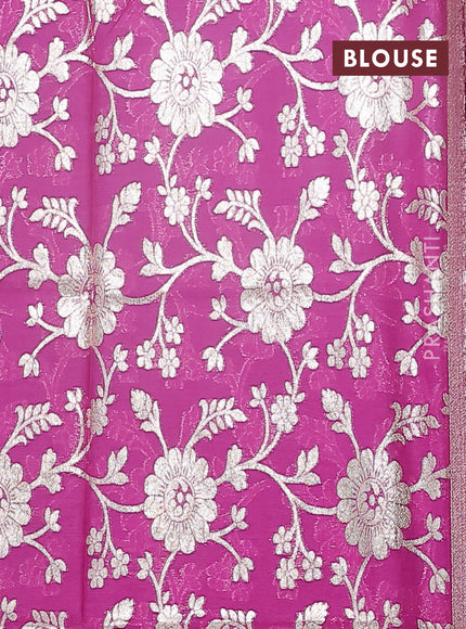 Semi mangalgiri saree pastel green and violet with plain body and zari woven border