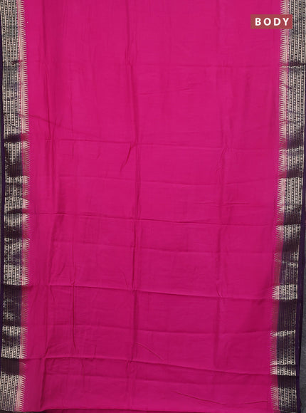 Semi mangalgiri saree pink and blue with plain body and zari woven border