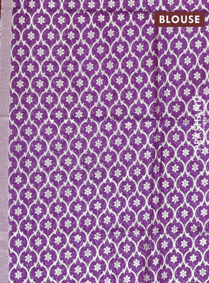 Semi mangalgiri saree orange and purple with plain body and zari woven border