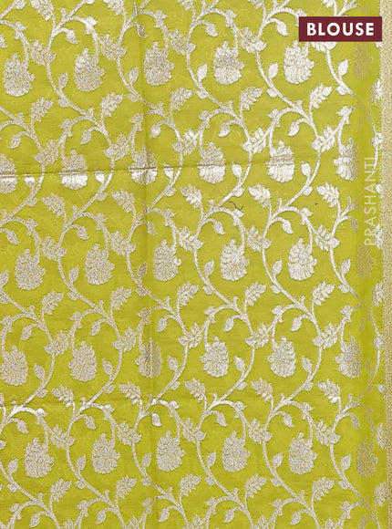 Semi mangalgiri saree pink and light green with plain body and zari woven border