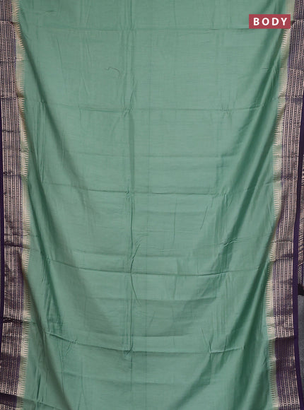 Semi mangalgiri saree pastel green and purple with plain body and zari woven border