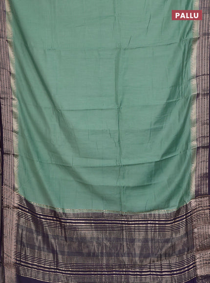 Semi mangalgiri saree pastel green and purple with plain body and zari woven border