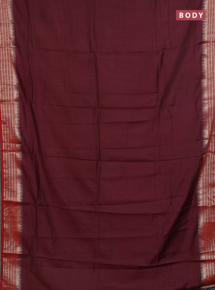 Semi mangalgiri saree deep maroon and red with plain body and zari woven border