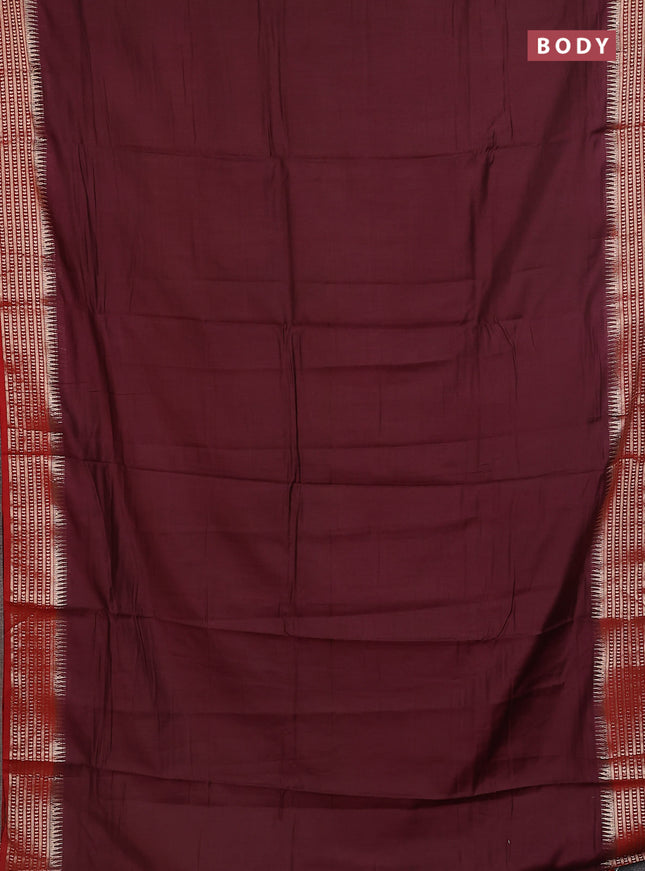 Semi mangalgiri saree deep maroon and red with plain body and zari woven border