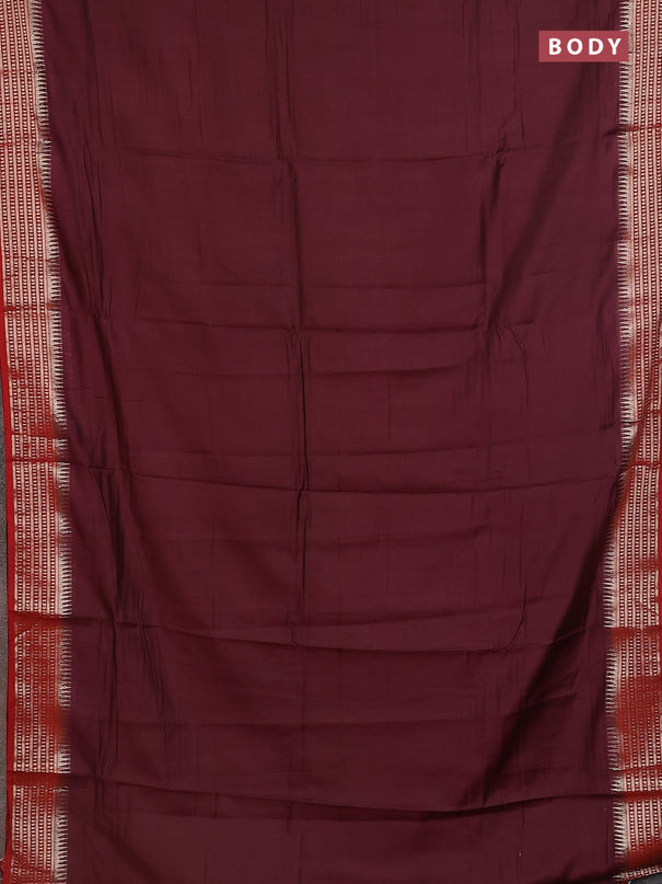 Semi mangalgiri saree deep maroon and red with plain body and zari woven border