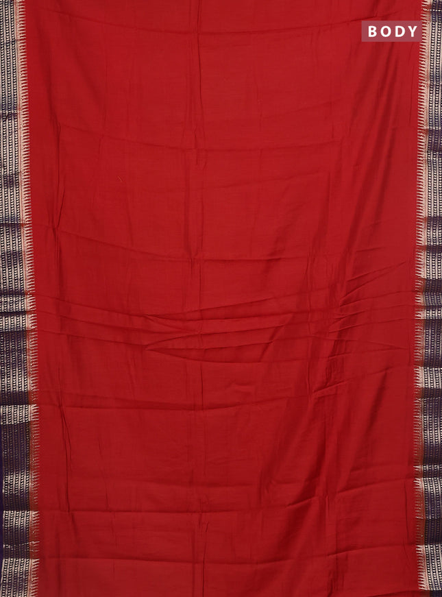 Semi mangalgiri saree maroon shade and deep purple with plain body and zari woven border