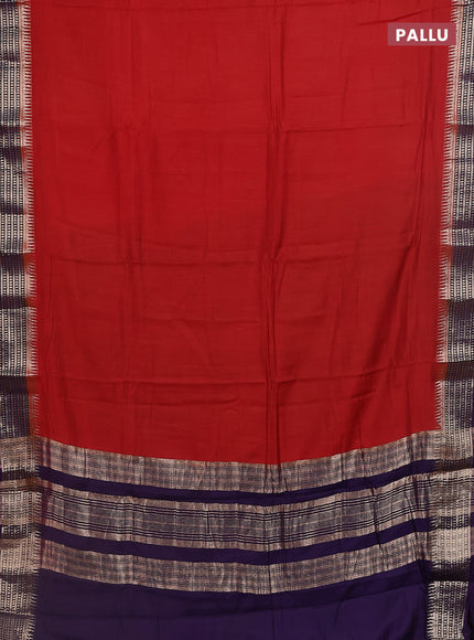 Semi mangalgiri saree maroon shade and deep purple with plain body and zari woven border