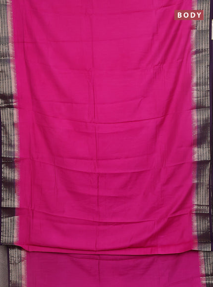 Semi mangalgiri saree pink and deep purple with plain body and zari woven border