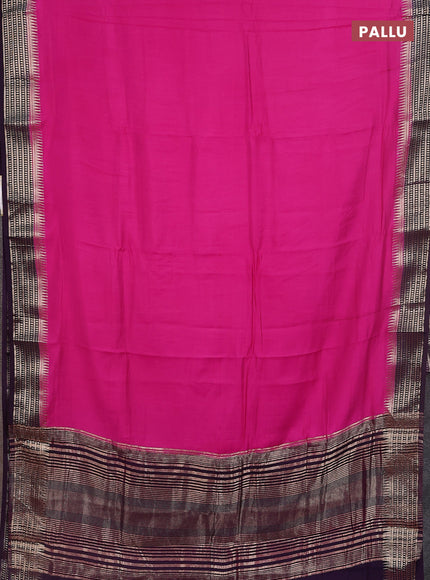 Semi mangalgiri saree pink and deep purple with plain body and zari woven border