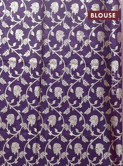 Semi mangalgiri saree pink and deep purple with plain body and zari woven border