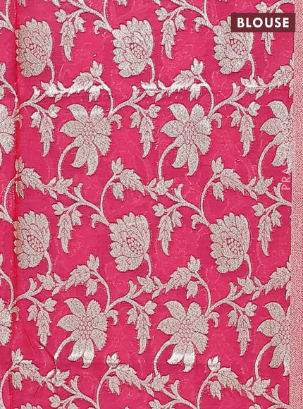 Semi mangalgiri saree navy blue and pink with plain body and zari woven border