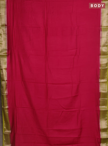 Semi mangalgiri saree pink and light green with plain body and zari woven border