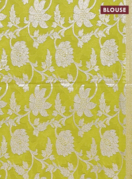 Semi mangalgiri saree pink and light green with plain body and zari woven border