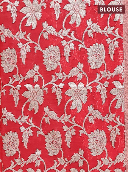Semi mangalgiri saree deep maroon and red with plain body and zari woven border