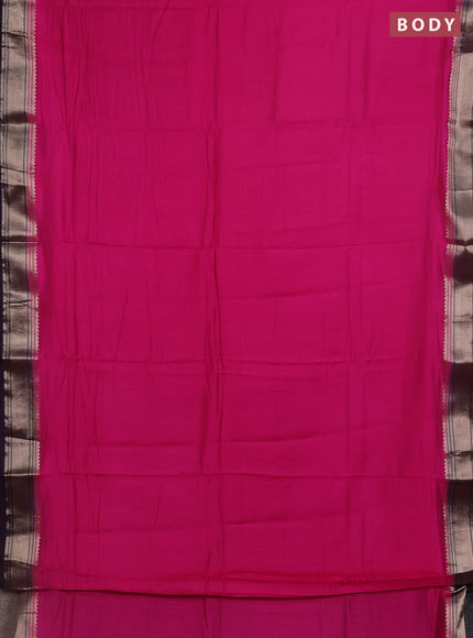 Semi mangalgiri saree pink and jamun shade with plain body and zari woven border