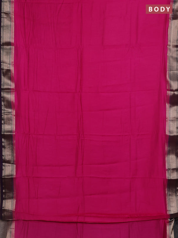 Semi mangalgiri saree pink and jamun shade with plain body and zari woven border
