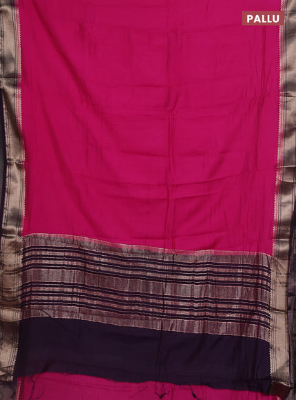 Semi mangalgiri saree pink and jamun shade with plain body and zari woven border