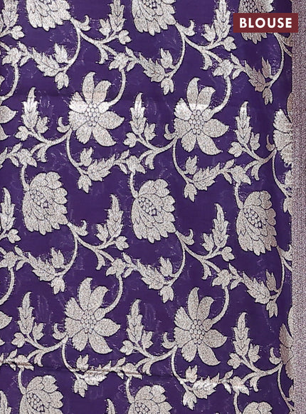 Semi mangalgiri saree pink and jamun shade with plain body and zari woven border