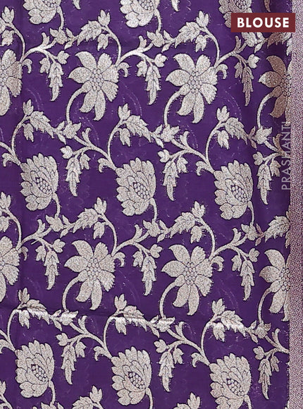 Semi mangalgiri saree red and violet with plain body and zari woven border