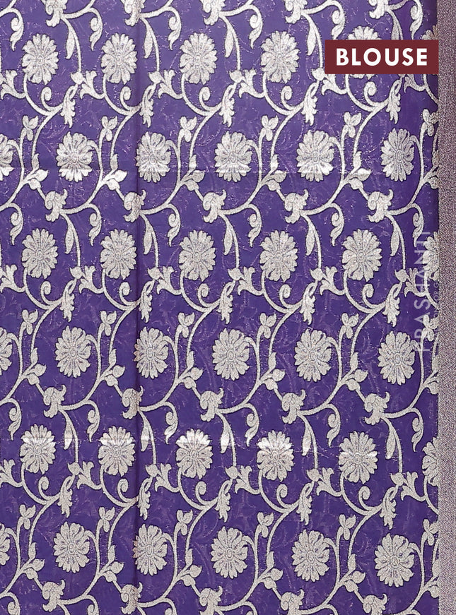 Semi mangalgiri saree pastel blue and blue with plain body and zari woven border