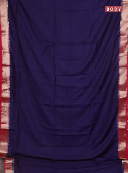 Semi mangalgiri saree blue and pink with plain body and zari woven border