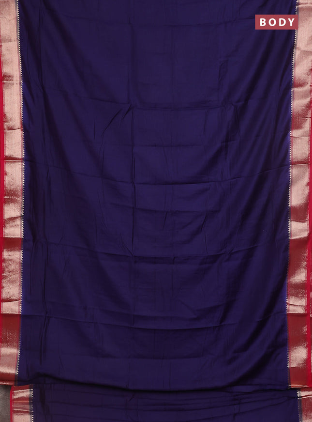 Semi mangalgiri saree blue and pink with plain body and zari woven border