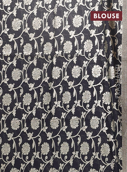 Semi mangalgiri saree lavender shade and black with plain body and zari woven border