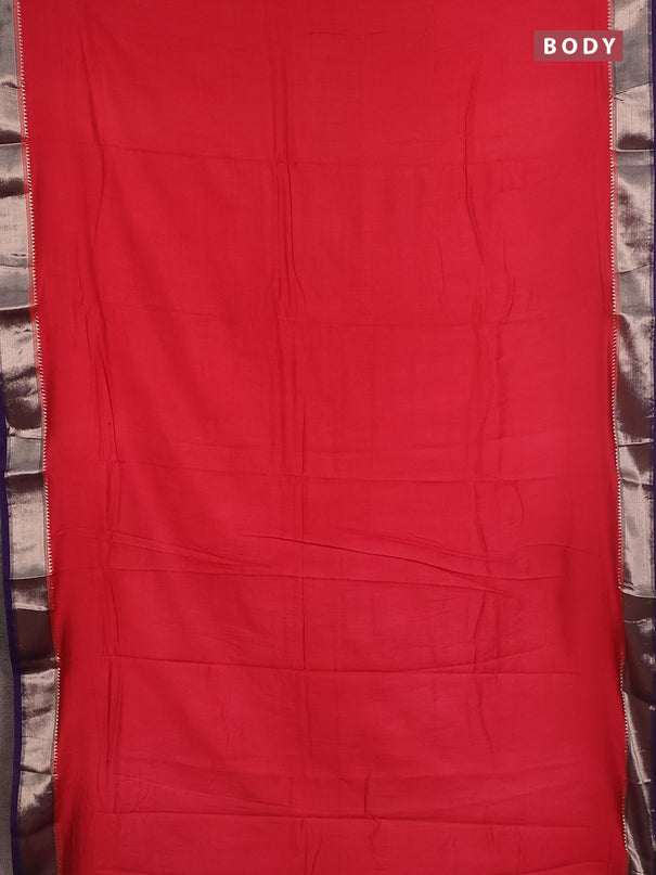 Semi mangalgiri saree red and purple with plain body and zari woven border