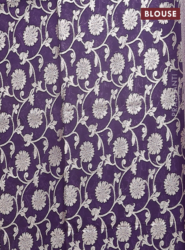 Semi mangalgiri saree yellow and violet with plain body and zari woven border