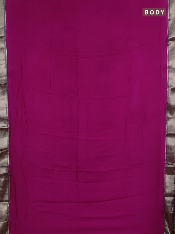 Semi mangalgiri saree pink and jamun shade with plain body and zari woven border