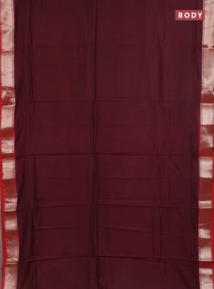 Semi mangalgiri saree deep wine shade and red with plain body and zari woven border