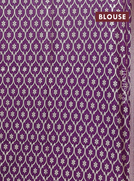 Semi mangalgiri saree red shade and purple with plain body and zari woven border
